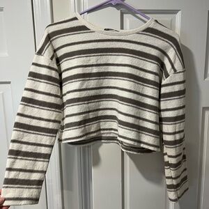 Striped Long Sleeve Crop Top
